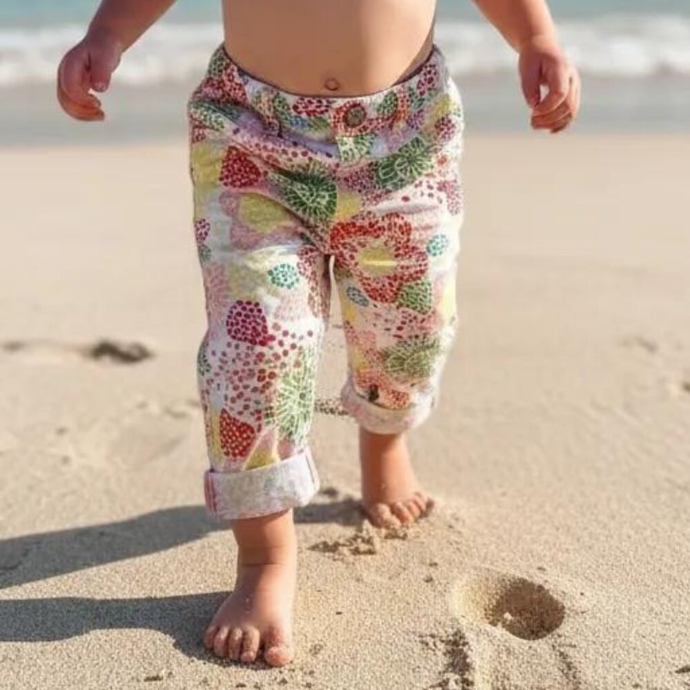Rococo White Colourful Floral Print Lightweight Pants Size 24 Months